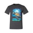 thumbnail image 2 of Swimming Sea Turtle Animal Lover Men's Graphic T-Shirt, Heather Black, Large, 2 of 3