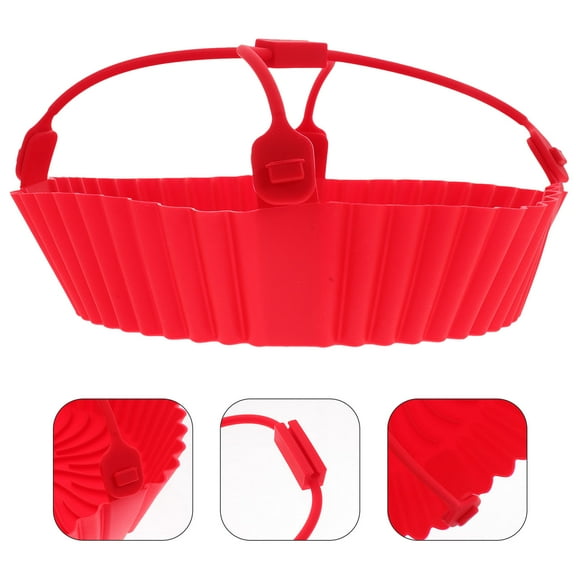 MLINS Reusable Silicone Air Fryer Liner Red Heat Resistant and Non Stick for Kitchen Use 6 Inch