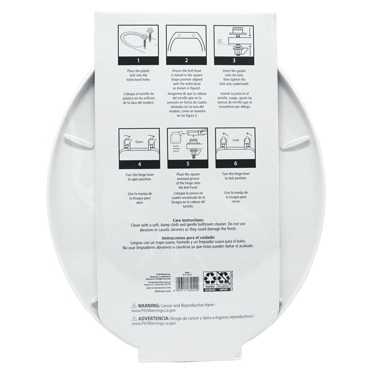 Mainstays White Round Plastic Toilet Seat Easy off