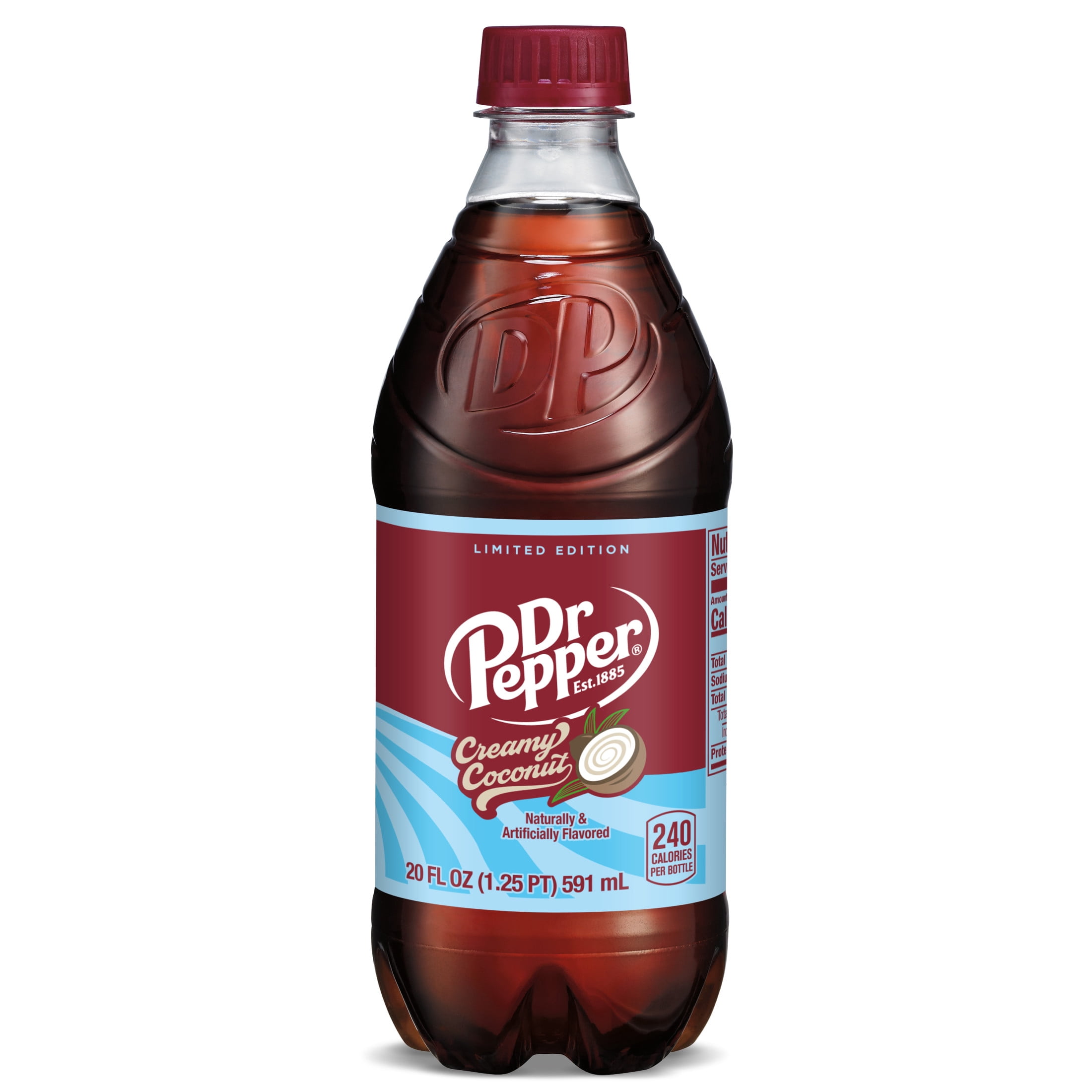 (4 pack) Dr Pepper Creamy Coconut Soda Pop, 20 fl oz, Bottle