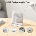 thumbnail image 6 of JISULIFE Small Desk Fan, Portable USB Rechargeable Fan, 160° Tilt Folding Personal Mini Fan with 4500mAh Battery, Strong Wind, Ultra Quiet, 4 Speed Modes for Office, Home, Camping - White, 6 of 6