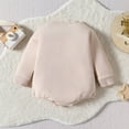 thumbnail image 4 of Baby Romper Infant Long Sleeve Letter Embroider Pullover Rompers Newborn Bodysuits Newborn Onesies Boy Beige 0 Months-3 Months, 4 of 6