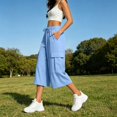 thumbnail image 6 of BUIGTTKLOP Womens Capri Pants Baggy Cargo Wide Leg Cropped Sweatpants Drawstring Casual Jogger with Pockets, 6 of 8