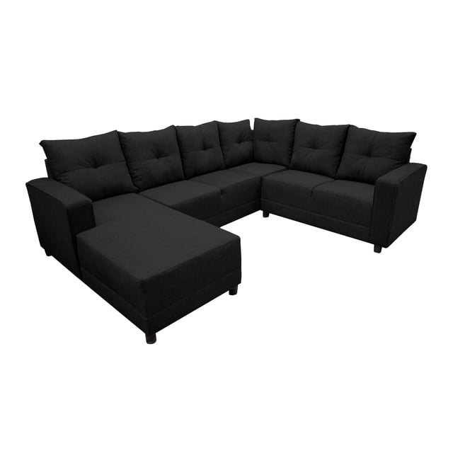 Sala Esquinera en U El Bazar Store Hera Negro 160x275x215 cm 4 Salas en 1 Tela Lino nacional Modular
