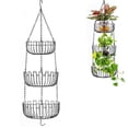 thumbnail image 3 of Multi-layer Hanging Fruit Basket Home Multi-purpose Storage Basket Hanging Flower Basket Rack Durable Hanging Fruit Plate with Hook for Fruit Vegetable Kitchenware, 3 of 9
