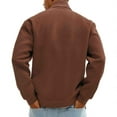 thumbnail image 4 of ersvoioy Mens Mock Neck Sweatshirt Eighth Zip Pullover Long Sleeve Stand Collar Casual Loose Fit Solid Color Cotton Fall Winter Basic Lightweight Cotton Fall Athletic Sweatshirt Top Brown XXXL, 4 of 8