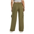 thumbnail image 5 of Avamo Cargo Pants for Women High Waist Casual Pants Baggy Stretchy Wide Leg Pants Joggers Pants Y2K Streetwear with 4 Pockets Outdoor Workout Hiking Pants Green L, 5 of 5