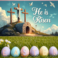 thumbnail image 5 of LUUFILx Easter Wall Banner Backdrop Cross He is Risen Religious Background Spring Celebration Church Decoration Photography Props Christian Decor, 5 of 8