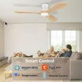 thumbnail image 2 of Hoenofly Smart 52” Wood Flush Mount Ceiling Fans Lights and Remote,Quiet DC Motor,Outdoor Indoor Ultra Low Profile Ceiling Fan works Alexa WIFI APP,Modern White Ceiling Fan for Bedroom Patio C108, 2 of 3