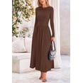 thumbnail image 4 of Vestido largo PRETTYGARDEN para mujer, manga larga, primavera, color café, 4 of 9