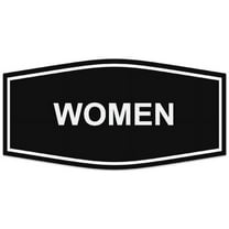 Signs ByLITA Fancy Women Men Restroom Sign - Laser-Engraved Lettering | Durable ABS Plastic | Vibrant Colors | Powerful Foam Tape (Black) - Small