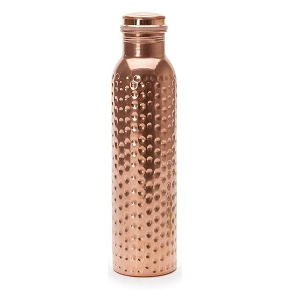 SAI DECORATIVE Pure Copper Hammer Finish Water Drinking Bottle II Hotel Gym Kitchen School Travel 1 litter