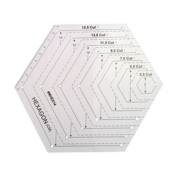 BESTOYARD Quilt Ruler Hexagon Quilting Ruler White 1Set
