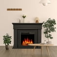 thumbnail image 2 of Electactic Freestanding Wooden Frame Fireplace with TV Stand, Electric Fireplace Mantel Heater, Various Brightness & Realistic Flames & Remote Control, Home/Office/Cafe,750W-1500W, Black, 2 of 7