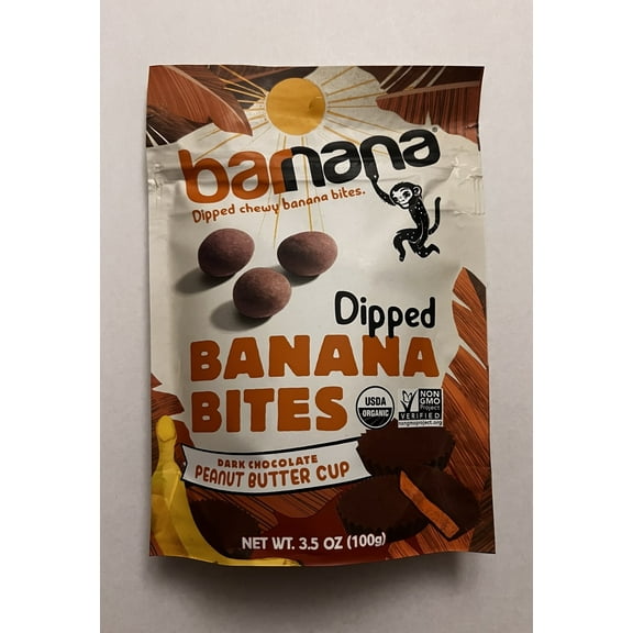 Banana Dipped Banana Bites Dark Chocolate Peanut Butter Cup 3.5 oz (100g)