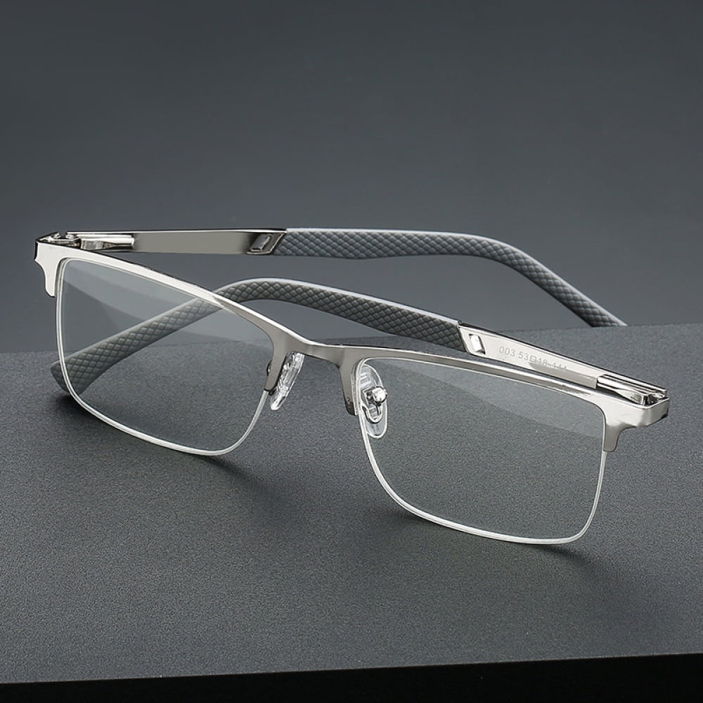 2 Pairs of Men Anti-blue Light Business Reading Glasses 1.50 Fashion Spring Hinge Silver Metal Readers +1.50 Strength