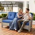 thumbnail image 3 of Vcatnet 5 Pieces Outdoor Patio Furniture Set High-Back Wicker Rattan Conversation Set Outdoor Sectional with Swivel Chairs and Coffee Table, Navy Blue, 3 of 11