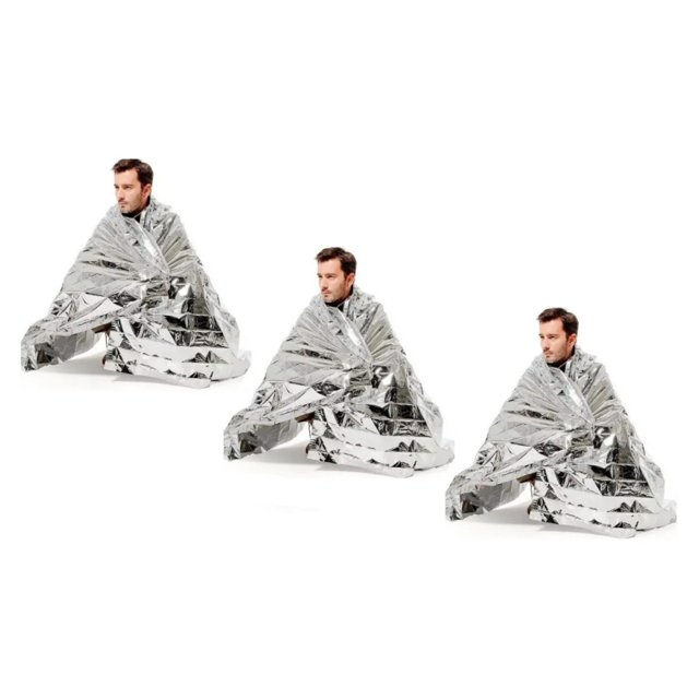 Manta térmica de emergencia X3 de aluminio para camping y trekki