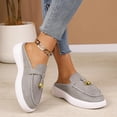 thumbnail image 5 of Women Shoes Womens Loafers Slip On Mules for Women Closed Toe Casual Flats Comfort Canvas Flat Shoes Tassel Decor Non Slip Wide Width Walking Slides Fashion House Shoes for Daily Dress Travel, 5 of 8