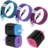 USB Wall Charger, 3 Pack HOOTEK Type C Block with 10FT USB C Charging Cable USB Cables, 2.1A Dual Port Android Charger Block USB Brick Charger Box Fast Charging Block Phone Charger for Samsung, Pink