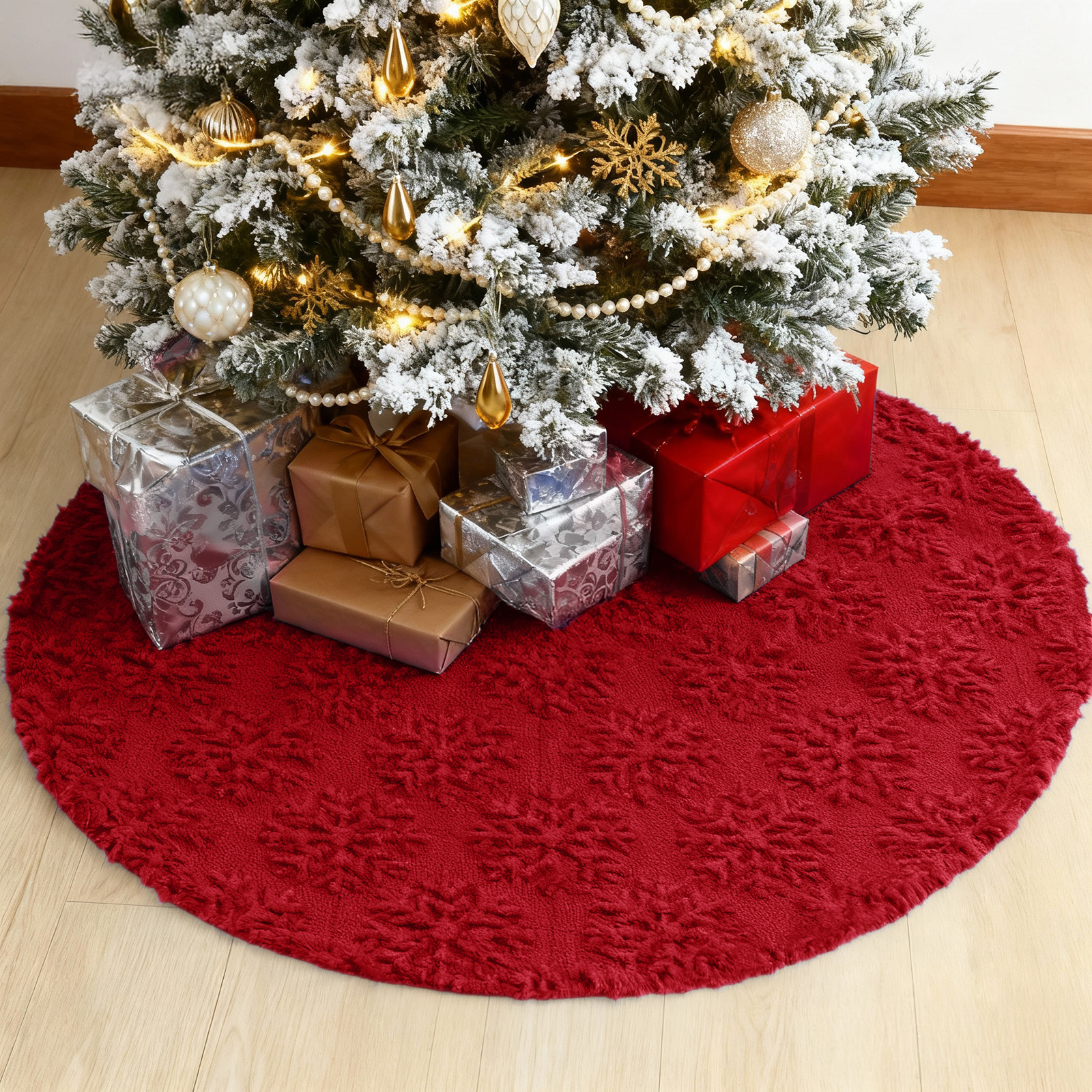 Sanmadrola Red Plush Christmas Tree Skirt, 30 Inch photo 8