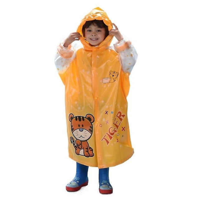 Chubasquero inflable de dibujos animados de pvc con mochila para niños y niñasamarilloL