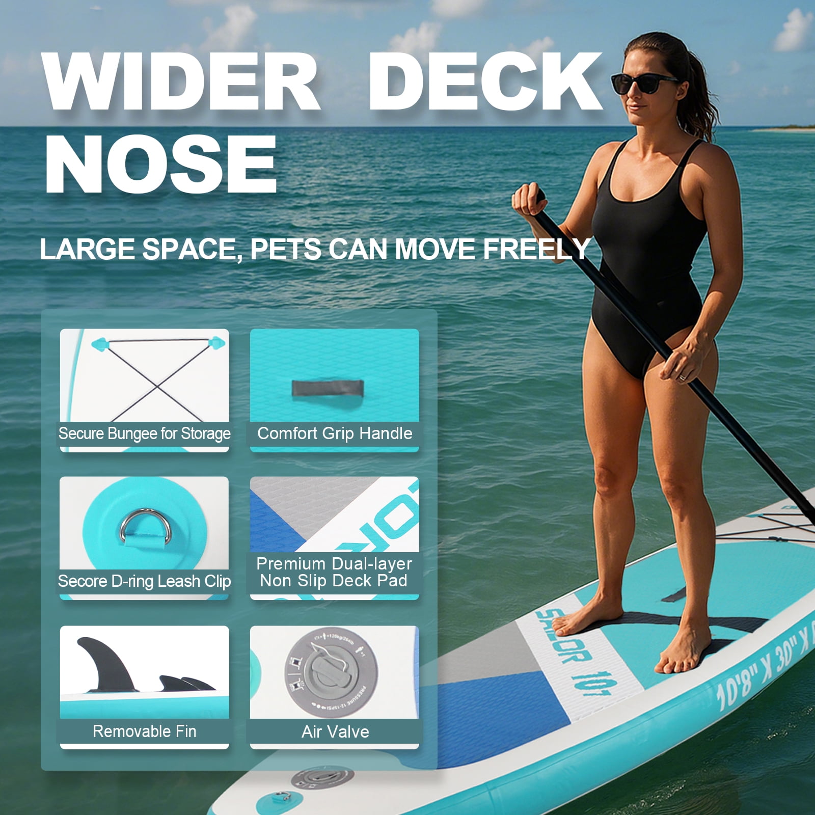 HHSJZWCY 10'8'' Ultra-Light Inflatable Stand up Paddle Board, Complete All-Levels SUP Package, with Premium Accessories