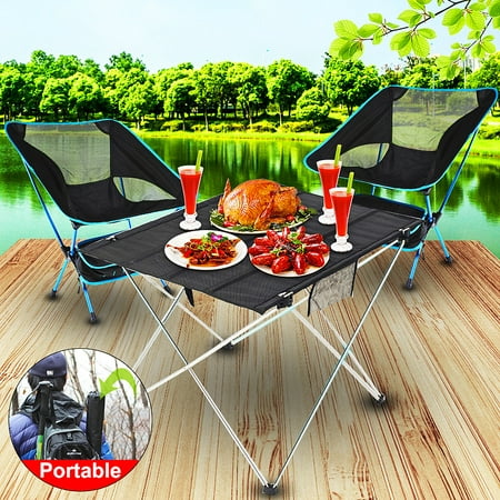 Portable Lightweight Aluminum Alloy Foldable Table Desk + Chair for Outdoor Camping Travel Picnic Hiking