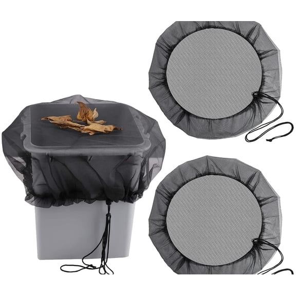 2 Pack Mesh Cover for Rain Barrel with Drawstring,Water Collection Buchets Tank Protector,Keep Mosquitos and Debris Out of Your Water Buckets Accessories