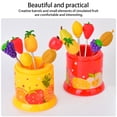 thumbnail image 2 of Ounissouiy Paquete de 6 palillos de frutas con soporte, tenedores de postre de acero inoxidable, fiambrera para fiestas, cubiertos de cocina Cocina y Comedor, 2 of 6