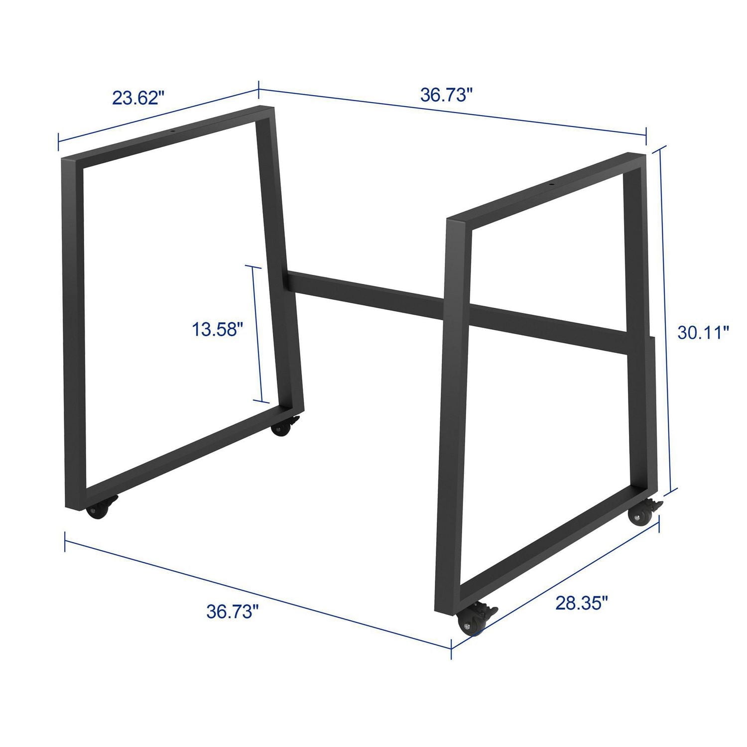 Rocelco 46 "Bureau debout mobile de grande taille réglable en hauteur BUNDLE - Montant pour moniteur double assis-debout roulant - Station de travail assistée par ressort à gaz - Plateau pour clavier