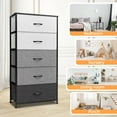 thumbnail image 5 of Pellebant  Fabric Vertical Dresser Storage Chest Tower with 5 Drawers Grey&Black Dark Wood, 5 of 8