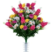 Sympathy Silks Artificial Cemetery Flowers 24" Pink Yellow White Wildflowers Bouquet