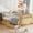 Wood/Natural/drawer, variant on Mirightone Twin Size Bed with Rails, Low Profile Daybeds with Drawers and Rounded Corners, Montessori Bed Frame with Detachable Safety Rails, Twin Size Bed Frame. (Natural)