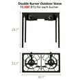 thumbnail image 2 of 150,000 BTU Double Burner Propane Stove, Heavy-Duty Outdoor Portable Camp Stove with 4ft Steel Braided Hose and Removable Legs for Camping, Hunting, Backyard Bbq Cookouts, 2 of 8