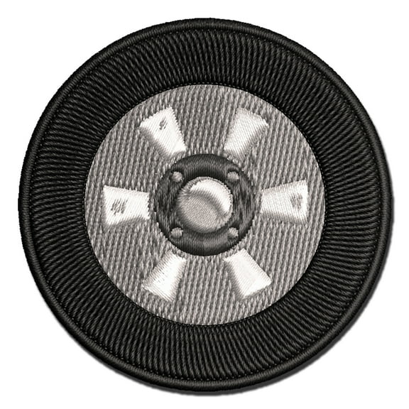 Detailed Realistic Tire Wheel Car Vehicle Applique Multi-Color Embroidered Iron-On Patch - 2.5 Inch Small