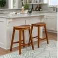 thumbnail image 2 of Linon Condal 26" Backless Wood Saddle Counter Stool, Set of 2, Walnut, 2 of 9