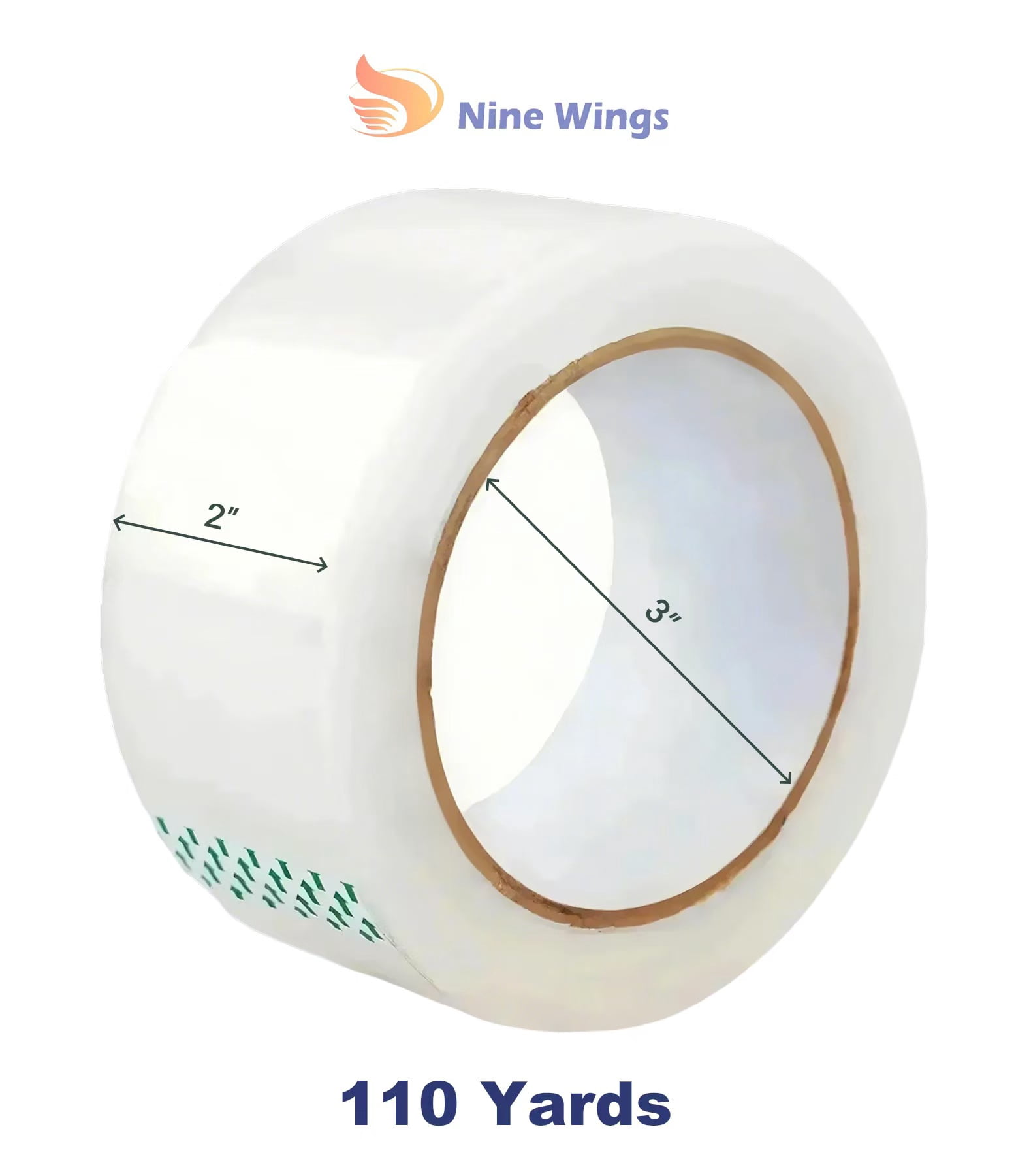 Nine Wings Clear Heavy Duty Packing Tape, 2 in. x 2 mil. x 110yd., 6 Rolls