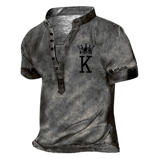 European And American Men's Vintage Top Digital Printing Short Sleeve Tops L