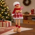 thumbnail image 5 of Christmas Gingerbread Man, Retractable Leg Standing Gingerbread Man Fabric Doll, Soft Stuffed Holiday Figurine, Plaid Cloth Standing Ornament for Mantel Shelf Tabletop, Home Holiday Party, 5 of 7
