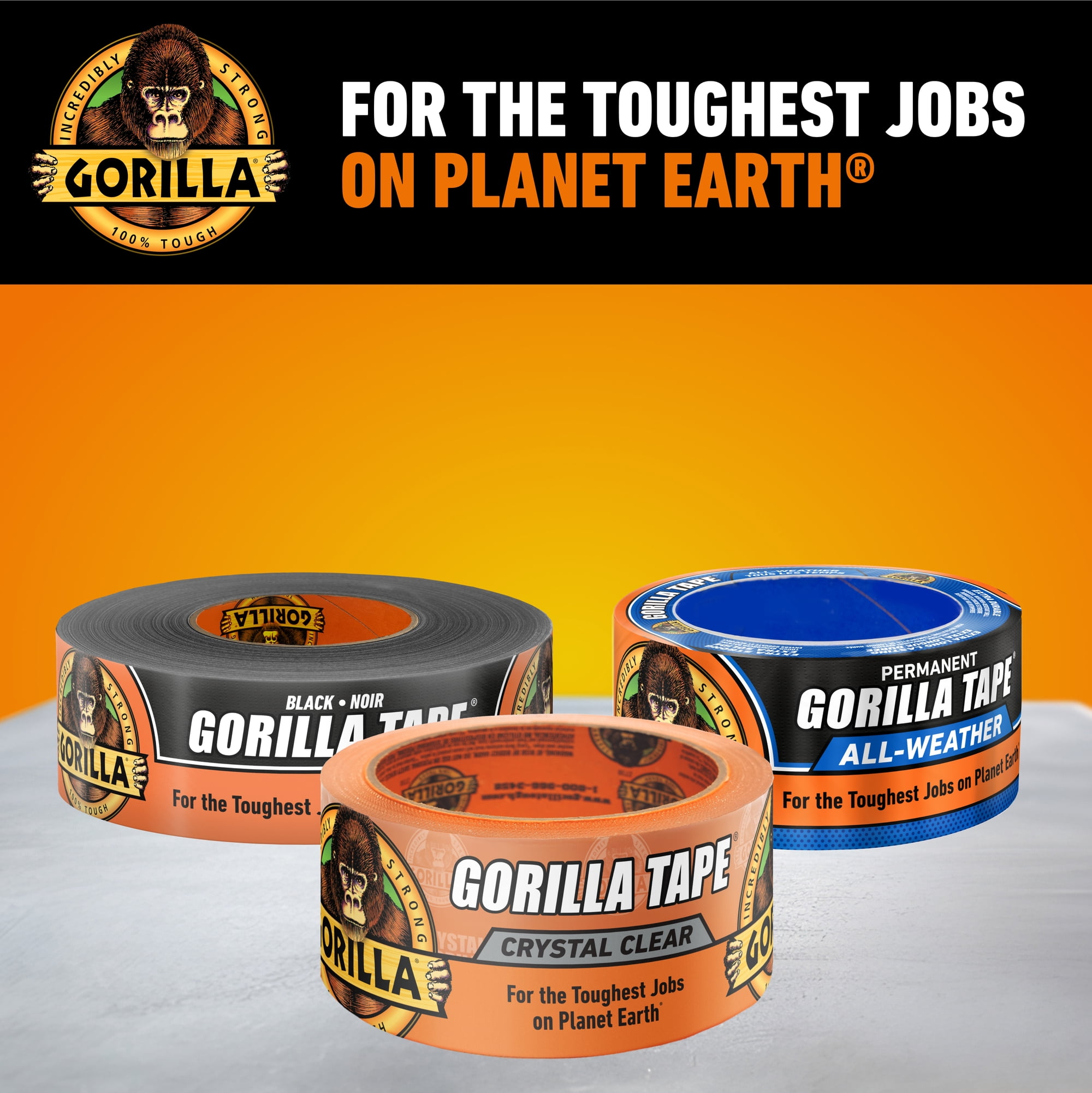 Gorilla Crystal Clear Tape, 1.88 inch x 27 ft Roll