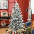 thumbnail image 2 of Christmas Trees HOMCOM 6ft Snow Flocked Artificial Christmas Tree with 994 Tips, Foldable Metal Stand, Easy Assembly, Hinged Xmas Tree for Home, Office, Holiday, Green,Artificial Christmas Trees, 2 of 8