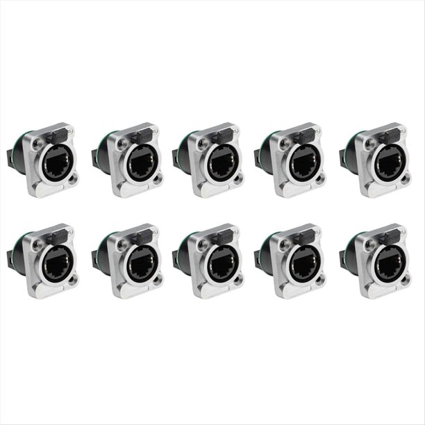 10 Piezas Ethernet Rj45 Conector de Chasis NE8FDP Conector de Paso Ethernet IP65 A Prueba de Agua A