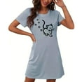 thumbnail image 4 of JDQJBZ Robe de Nuit Femme Manches Courtes Col Rond Imprimé devant Robe de Nuit Courte, 4 of 5