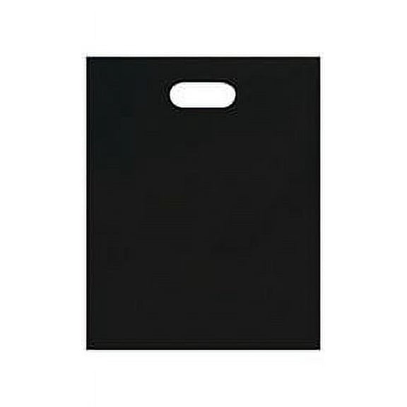 Medium Low Density Black Merchandise Bags - 12”W x 15”H - Case of 1000 - Stylish Plastic Gift Bags with Handles  Durable Low Density Merchandise Bags with Handles for Retail and Boutique Shopping