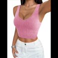 thumbnail image 2 of Camisola de Punto con Tirantes Finos para Mujer, Top Sin Mangas A Rayas Rosa L, 2 of 7