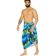thumbnail image 3 of HAPPY BAY Men's Pareo Swim Trunk Vacation Sarong Beach Wrap One Size Blue-E622 Summer Vacation Aloha, 3 of 5