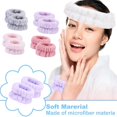 thumbnail image 4 of Diadema de maquillaje, conjunto de muñequera para mujeres y niñas, diadema de microfibra de franela para ducha, diadema para el pelo, muñequeras para lavado, Spa, Yoga, deportes, 4 of 8