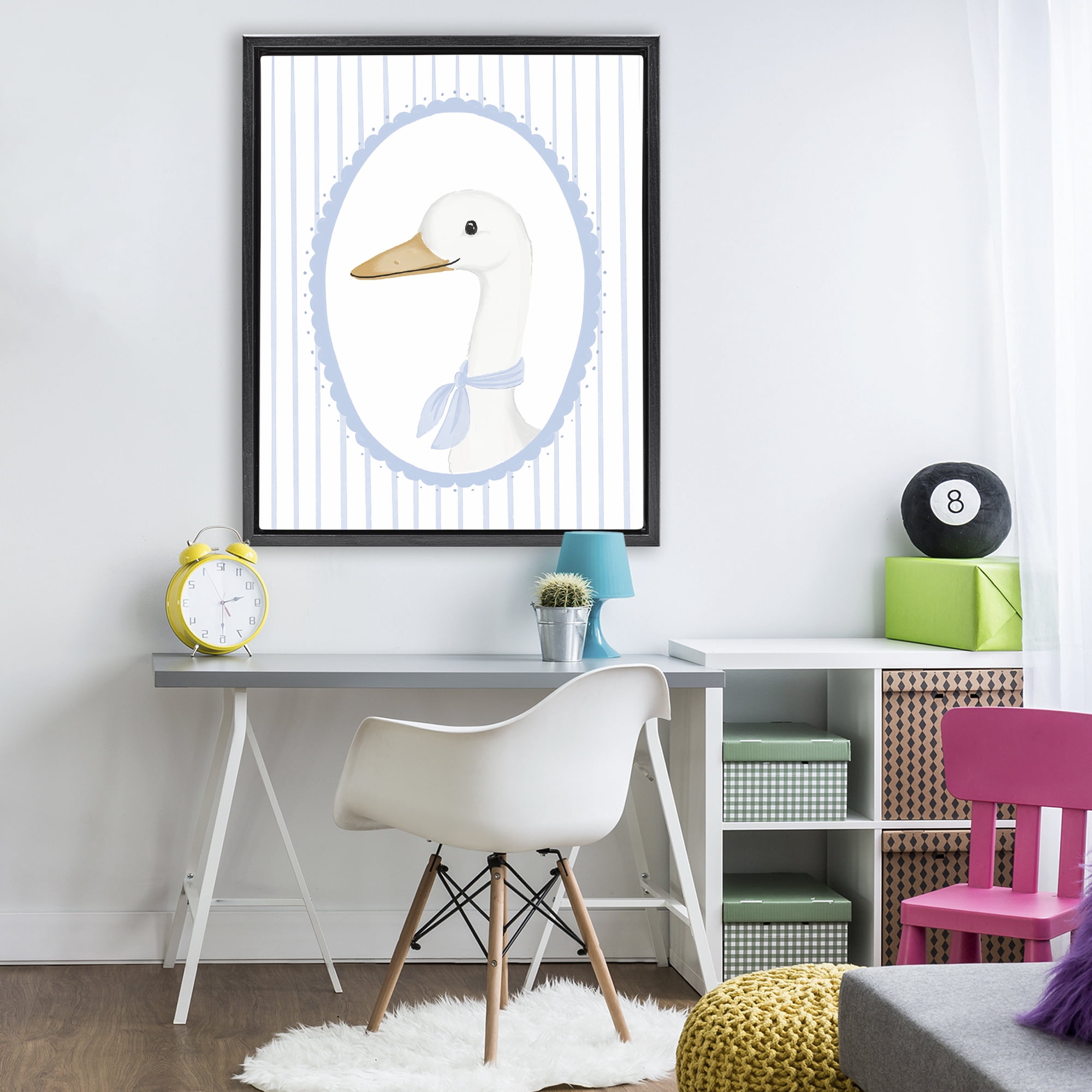 Stupell Industries Dainty Bordered Duck Black Framed Floater Canvas Wall Art, design by Cherrywood Lane