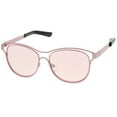 thumbnail image 3 of zeroUV Unisex Modern Open Metal Frame Colored Mirror Lens Horn Rimmed Sunglasses 56mm (Pink / Pink Mirror) - 56mm, 3 of 5